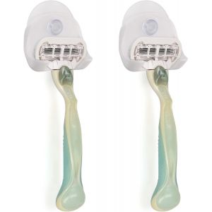 ERYI-2X Porte Rasoir - Lot De 2 Ventouses Rasoir 5 X 4,5 X 2,5 Cm Avec Petit Crochet En Plastique - Support Rasoir Salle De Bain Douche - Neuf