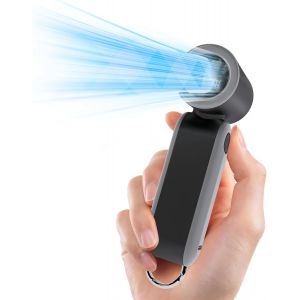 KALANKA-Mini Ventilateur Portable, 17400RPM Ventilateur Poche avec Crochet, 3000mAh Rechargeable Turbo Ventilateur avec 5 Vitesses pour Commutaison/Marche/Shopping/Voyage/École - Noir & Gris - Neuf
