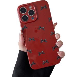Eryi-Coque Pour Iphone 16 Pro, Mignon Cool Ruban Papillon Motif Soft Silicone Housse De Protection, Ultra Mince Et Léger Choc Housse Pour Iphone 16 Pro 6,3"" - Rouge Vin - Neuf