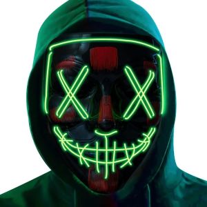 Poptrend Halloween Mask LED Light up Mask Scary mask for Festival Cosplay Halloween Costume Masquerade Parties Carnival Gift--light green - Neuf