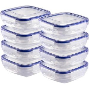 Tianyi-Set De Boîtes De Conservation En Plastique, 8x Boîtes De Conservation Avec Couvercle, Plates, Carrées, Empilables, Résistantes Au Micro-Ondes Et Au Lave-Vaisselle - Neuf