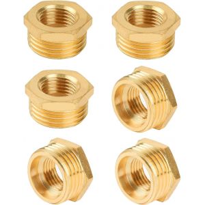 Kalanka-R&eacute;ducteur En Laiton G1/2"" &Agrave; G1/4"" (Filetage Ext&eacute;rieur &Oslash; 20 Mm X Filetage Int&eacute;rieur &Oslash; 12 Mm), Avec Joint D'&eacute;tanch&eacute;it&eacute; Ptfe, 6 Pi&egrave;ces,Pour Les R&eacute;ducteurs De Tuyaux D'eau-Kalanka - Neuf