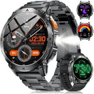 1.62"" Amoled Montre Connect&eacute;e Homme, 3Atm Etanche Smartwatch Avec Led Lampe Torche Pour Android/Ios, Appel Bluetooth, 110+ Sportmodi, 24/7 Fr&eacute;quence Cardiaque/Surveillance Du Sommeil, Noir Graphite - Neuf