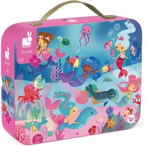 ERYI-- Puzzle Enfant Sirènes 24 Pièces - Jeu Educatif Motricité Fine Et Concentration - Valisette Poignée - Fabriqué En France - Certifié Fsc - Encres Végétales - Dès 3 Ans, J02613 - Neuf