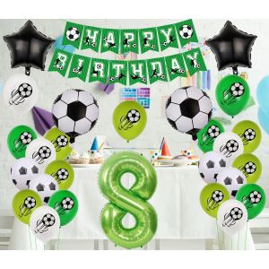 CAUC-Decoration 8 ans anniversaire Football,Ballon 8 ans anniversaire foot, Anniversaire Foot 8 vert,Ballons 8er ans foot D&eacute;corations, Ballon h&eacute;lium 8 ans anniversaire foot gar&ccedil;on, Ballon 8 ans Foot - Neuf