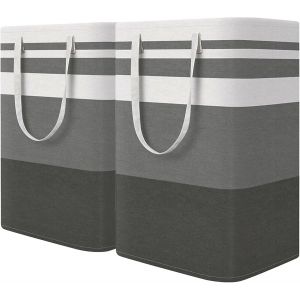 MEVRONISSHOP-Panier &agrave; Linge Pliable,75Lx2 Panier &agrave; Linge Grand Panier de Rangement,Corbeille a Linge,Panier Linge Sale pour Chambre &agrave; Coucher, Salle de Bain, Chambre denfant, Voyage, 40x30x60cm, Gris - Neuf