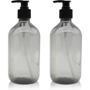 KAL-2 Pièces Distributeur De Savon 500 Ml, Flacons Vides À Pompe À Pression Vide En Plastique, Rechargeable Pour Huiles Essentielles, Lotions, Shampooing, Après-Shampoing (Gris) - Neuf