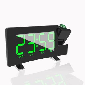 CHECARZHN--NO1-Projecteur De Plafond À Projection Murale Projecteur Numérique Radio-Réveil Radio-Réveil Fm 7.1" Grand Écran Incurvé Led Horloge De Bureau/Tablette Numérique Chargement Usb (Affichage - Neuf