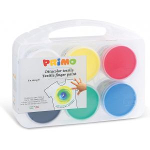 KALANKA-- Kit Palette Peinture Enfant et Bebe +2 Ans, Peinture Textile Gouache à Doigts 100g, 6 Couleurs Résistantes au Lavage 30°, Tempera de Couleurs pour Loisirs Créatifs Testée Dermatologiquement - Neuf