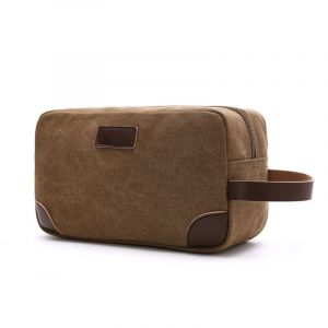 Trousse de toilette en toile pour homme et femme (C - Marron) - Neuf