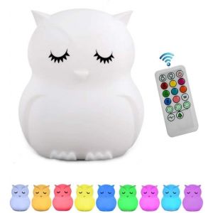 Veilleuse Enfant Chambre Lampe Veilleuse Bebe Veilleuse Hibou Multicolore Rechargeable Led Veilleuse 9 Couleurs Veilleuse Bébé (Télécommande + Tactile Dimm) - Neuf