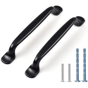 12 Pcs Noir de Cuisine de Poignée de Coffret Tire, Placard Tire, les poignées des Tiroirs avec 2 Taille de la Vis, Parfait pour la Chambre à coucher Meubles de Salon Cabinet (96mm) - Neuf