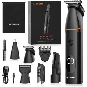 4 In 1 Men's Body Trimmer, Type-C Intimate Hair Clipper Ipx6 Waterproof, Wet&dry Electric Intimate Shaver Men, Multifunction Intimate Hair Trimmer With Led Light For Beard, Body, Groin - Neuf
