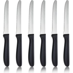 Oayew-Couteau &Agrave; D&eacute;jeuner 6 Pi&egrave;ces, Couteau De Table &Agrave; Lame Crant&eacute;e, Set De Couteaux &Agrave; D&eacute;jeuner En Acier Inoxydable, Set De Couteaux &Agrave; Couverts Pour La Maison Et Le Restaurant, Lavable En Machine - Neuf