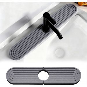 KALANKA-Tapis Egouttoir, Anti &eacute;claboussures en Diatomite, Tapis Evier Cuisine de 45 x 10 cm, Tampon de Sechage Evier, Protecteur D'&eacute;vier Absorbant pour Cuisine et De Salle de Bain (Gris Fonc&eacute;) - Neuf