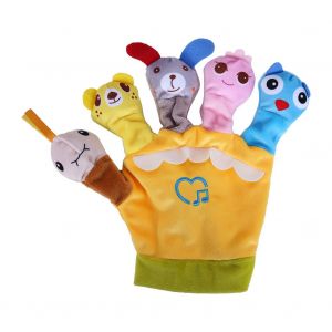 Marionnettes musicales en peluche pour enfants, gants pour l'education precoce (jaune) - Neuf