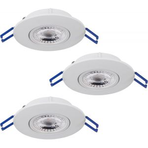 KAL-Lot De 3 Spots Led Encastrables Zujar, Luminaires Intérieurs Encastrés En Plastique Blanc, Éclairage De Plafond Blanc Chaud, Plafonniers 8,5 Cm - Neuf