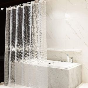Mildew Proof Shower Curtain 180 x 180cm Semi Transparent Bath Curtain Thickened EVA Waterproof Washable 3D Bath Curtain with 12 Rings Bathroom PVC Free Curtain - Neuf