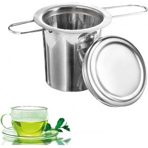 Filtre À Thé Pliable En Acier Inoxydable À Trous Fins, Infuseur À Thé Avec Couvercle Universel Pour Théière, Mug, Tasse, Bouteille, Verre - Neuf