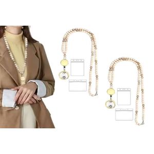 Lot De 2 Cordons Porte-Badges Avec Clip R&eacute;tractable Et Supports Pour Cl&eacute;s Et Badges - Neuf