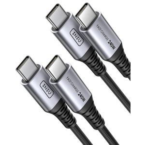 JGD-240W Cable USB C vers USB C, [2Pack 2m] PD3.0 C&acirc;ble USBC Type C Charge Rapide pour iPhone 17 16 15 Pro Max, Samsung Galaxy S25 S24 S23 Ultra, Pixel 9 Pro, MacBook iPad Air, Switch, Steam Deck etc - Neuf