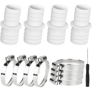 CHECARZHN--NO1-Lot De 4 Raccords De Tuyau De Piscine De 32 À 38 Mm Avec 8 Colliers De Serrage, Adaptateur De Tuyau De Piscine, Pour Jardin De Piscine Et Raccord De Tuyau De Piscine - Neuf