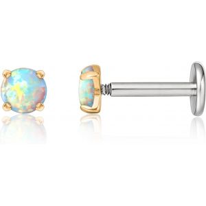 18g Titane Piercing Tragus,2pcs Piercing Labret Lèvre Bouche Avec Cz Opale,Filetage Intérieur Piercing Oreille Cartilage,Piercing Pour Nombril Langue Sourcil Septum Nez Oreille.[X1707] - Neuf
