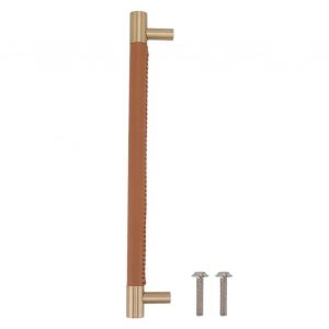 Poign&eacute;e de porte d'armoire 224MM trou pas en cuir laiton l&eacute;ger armoire de luxe barre poign&eacute;e de traction pour tiroir de garde-robe &agrave; la maison marron clair - Neuf