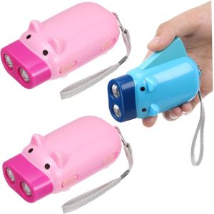 3 Pi&egrave;ces Lampe Torche &Agrave; Main Press&eacute;e Avec Motif Cochon Petite Lampe De Poche Et R&eacute;sistante Pour Camping Et Randonn&eacute;e Lot De Couleurs Al&eacute;atoires Couleur Al&eacute;atoire - Neuf