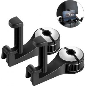 Nouveau Produit,Paquet De 2 Crochets De Si&egrave;ge D'auto Avec Support De T&eacute;l&eacute;phone Portable Appui-T&ecirc;te Universel De Voiture Appui-T&ecirc;te Crochet De Manteau Crochet De Voiture Avec Support De T&eacute;l&eacute;phone Croc - Neuf