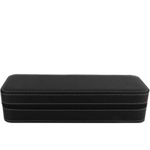 Kal-Organiseur Boîte Montre, 6fente Étui Rangement Rouleau Montre Portable Tiroir Affichage Bijoux Séparée Emplacement Coffret Voyage Roulette Cuir Boite Organisateur Compartiment Coussin Présentoir - Neuf