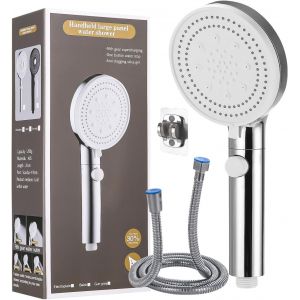 KAL-Pommeau De Douche Haute Pression, 6 Modes Pommeau De Douche Avec 1.5 Tuyau Douche, Pommeau De Douche Economie Deau, Fixation Fiable - Neuf
