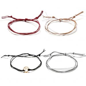 Lot De 4 Bracelets Multicouches En Alliage Tisse Pour Femme, Pendentif Creux, Bijoux - Neuf