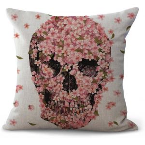 Crane Motif housse de Coussin - dimension: 45 x 45 cm - Ideal pour la Maison, des Bars, des Clubs, des Lits, de Coton et de Lin, #1, 45 x 45 cm (Fleur et le Squelette en Amoureux) - Neuf