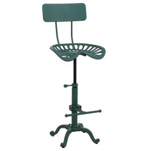 Tabouret de bar HWC-N26, chaise de bar, tabouret de comptoir, r&eacute;glable en hauteur, pivotant, repose-pieds, m&eacute;tal industrielvert - Neuf