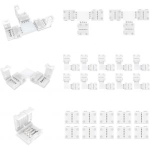 22 Pcs Rgb 5050 Connecteur De Ruban Led, Connecteur Rapides De Bande Led &Agrave; 4 Broches Pour Strip Led Smd 5050 Rgb De 10mm De Large[Soudage Gratuit] - Neuf