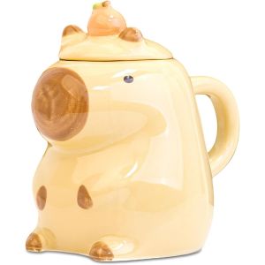 Eryi-Mug Capybara Original,Tasse Personnalisé Rigolo,Tasse De Thé Capybara,Tasse 3d,Tasse Céramique Avec Couvercle, Kawaii Anniversaire Cadeau Pour Femme Fille Enfant Collègue 450ml (Capybara) - Neuf