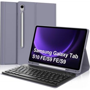 Clavier Pour Samsung Galaxy Tab S9 Fe/S10 Fe 10.9""/S9 11"", Bluetooth Mégnétique Détachable Azerty Coque Clavier Pour Samsung Galaxy Tab S9 Fe 10.9"" 2023/S10 Fe 10.9"" 2025/S9 11"" 2023, Violet Lavande - Neuf