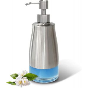 BHHBB-Distributeur de Savon en Acier Inoxydable, 300 ML Distributeur Savon Douche avec Étiquettes ¿ Distributeur De Lotion Rechargeable pour Cuisine, Salle De Bain, Bureau, Hôtel - Neuf