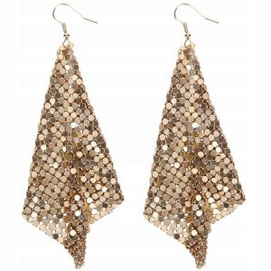 Boucles D'oreilles Géométriques À Paillettes Pompon Fille - Neuf