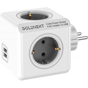 KALANKA-Multiprise USB, Prise Multiple Cube 6-en-1 Bloc Multiprise Murale Secteur USB avec 4 Prises AC 3680W+ 2 Port USB-A 10.5W, Multi Prise Electrique Murale Chargeur Idéal pour Domicile, Bureau - Neuf