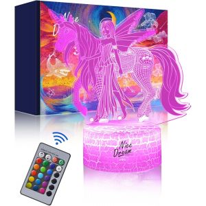 Kalanka-Veilleuse Pour Enfants, Lampe Illusion 3d P&eacute;pini&egrave;re Led Lumi&egrave;re, T&eacute;l&eacute;commande 16 Couleurs Changeantes Dimmable, Cadeaux De No&euml;l Pour Filles Gar&ccedil;ons Salon Chambre D&eacute;cor (10-Licorne) - Neuf