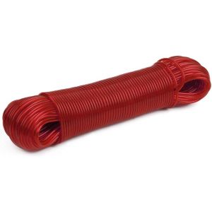 KALANKA-Corde &agrave; Linge avec Rev&ecirc;tement en Plastique,C&acirc;ble en Acier Robuste -50 M Rouge Corde &agrave; Linge en PVC,Fil d&iquest;Acier Plastifi&eacute;,Corde &agrave; Linge &eacute;tendoirs,Fil Etendoir Linge Exterieur - Neuf