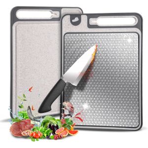 Planche A Decouper Inox, Planche À Découper Double Face Pour La Cuisine, Design En Maille Résistant Aux Rayures, Antidérapant, Robuste Planche À Découper Pour Cuisine, Viande, Pain, Légumes, Fruits - Neuf