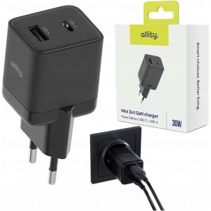 JGD-Chargeur Secteur USB-C + USB-A 30W GaN - Charge Rapide Power Delivery & Quick Charge, Adaptateur Compact Universel pour Smartphone, iPhone, Samsung, Huawei, Tablette, Powerbank - Neuf