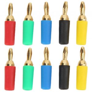 XYONG Lot de 2 fiches bananes 2,5 mm/0,1 po, 4 lames, 5 couleurs, fixation vissee soudee, connecteur electrique en laiton plaque or - Neuf