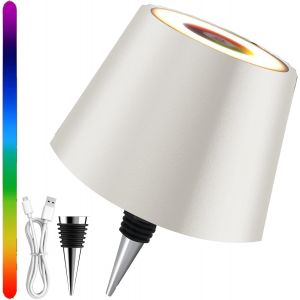KAL-Lampe Bouteille Led Rechargeable, 2000 Mah - Rvb Dimmable Tactile - Ip54 Étanche - Ambiance Design (Blanc) - Neuf