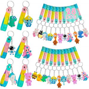 MDY-28 Pop It Fidget Toy avec Animaux Porte-clés EnfantsJouet Porte-clés Anti-Stress , Cadeau Anniversaire Enfants Invites, Petit Cadeau Anniversaire Enfant - Neuf