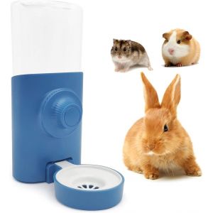 (Bleu),Chez Le Lapin, Distributeur D'eau, De 600ml Accrochage Automatique Lapin Buveur De Cobaye Biberon Anti-Goutte À Goutte Hamster Biberon Pour Lapin, Chinchilla, Cochon De Guinée - Neuf
