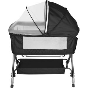 3 En 1 Berceau Cododo Pour B&eacute;b&eacute;,Inclinaison&hauteur R&eacute;glable,Lit Cododo De B&eacute;b&eacute; Avec Matelas Moelleux Et Moustiquaire 4 Roues,Pour 1 &Agrave; 36 Mois (Gris&iquest;80 * 40 * 100-115cm&iquest;) - Neuf